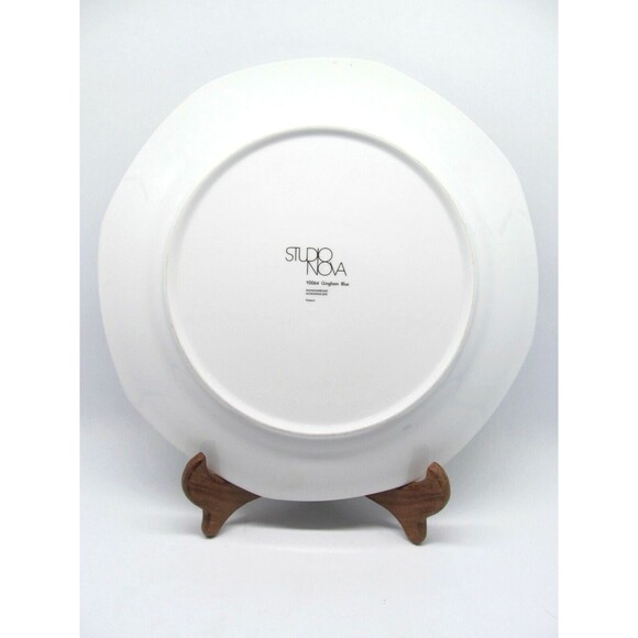 Studio Nova Gingham Blue 12" Round Chop Plate Platter - Picture 7 of 10